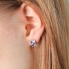 Dfarbe Silver Square Sapphire Topaz Piad Frame Stud Earrings