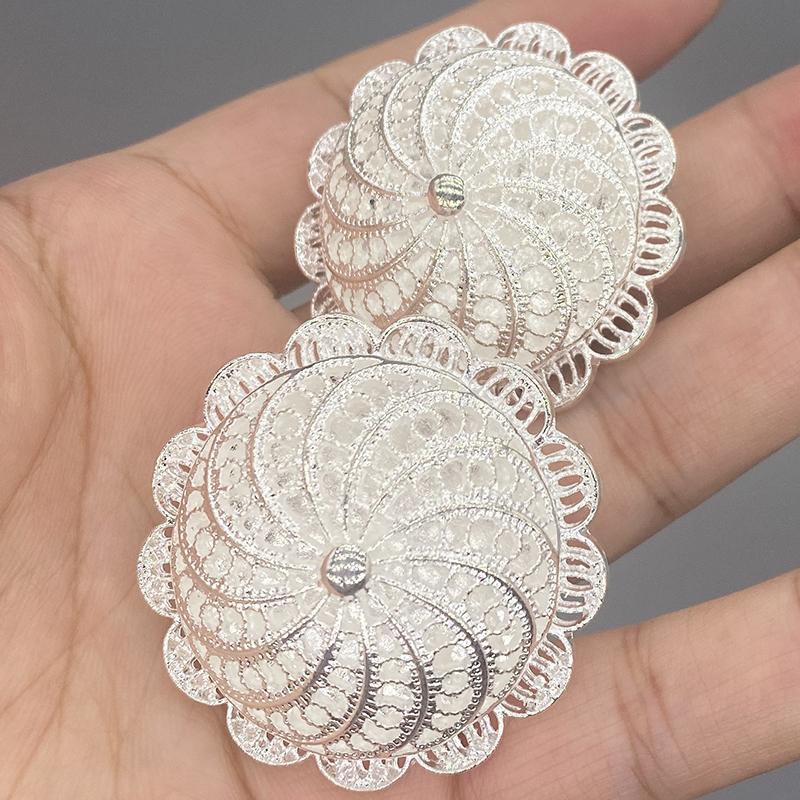 Conjunto de joyería etíope con flor de color plata, colgante de Dubái, pendiente, anillo, horquilla, brazalete, regalo de boda nupcial de África Eritrea