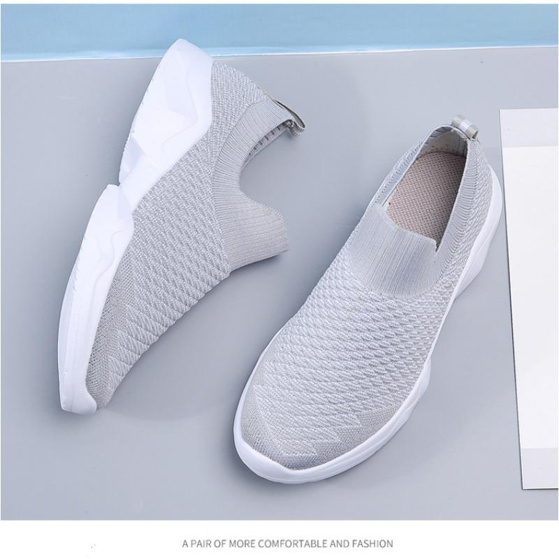 Spring and Summer New Fly Woven Elastic Socks Women's Shoes Casual Flat Bottom