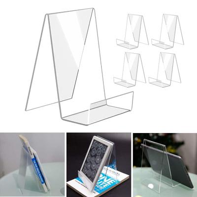Lot de 5 supports d'affichage en acrylique transparent, support de chevalet à bord lisse, sans bavure, haute stabilité, support d'affichage de magazines, cartes postales et livres