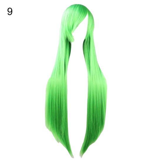 Moda Ragazze Donne Lunghe Cosplay Frangia Obliqua Dritto Parrucche Complete Estensioni Capelli