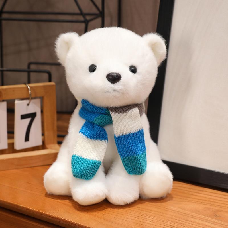 Cute Little Bear Doll Bib Teddy Plush Toy Polar Bear 8 Inch Machine Doll Children's Bed Rag Doll