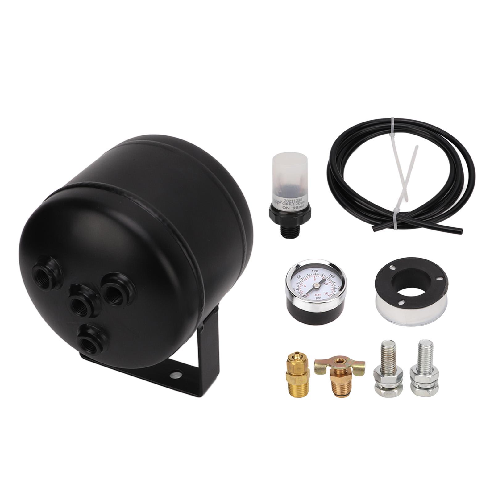 

Air Tank Kit 3 Ports 150 PSI 0.5GAL Welded Steel Universal for Truck Car Train Yacht Horn System