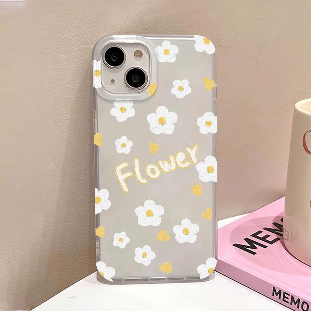Flowers Matte Transparent Clear Frosted Shockproof phone Case For iPhone 16 15 14 Plus 13 12 11  7 8 Pro X XR Max 7 8 Plus