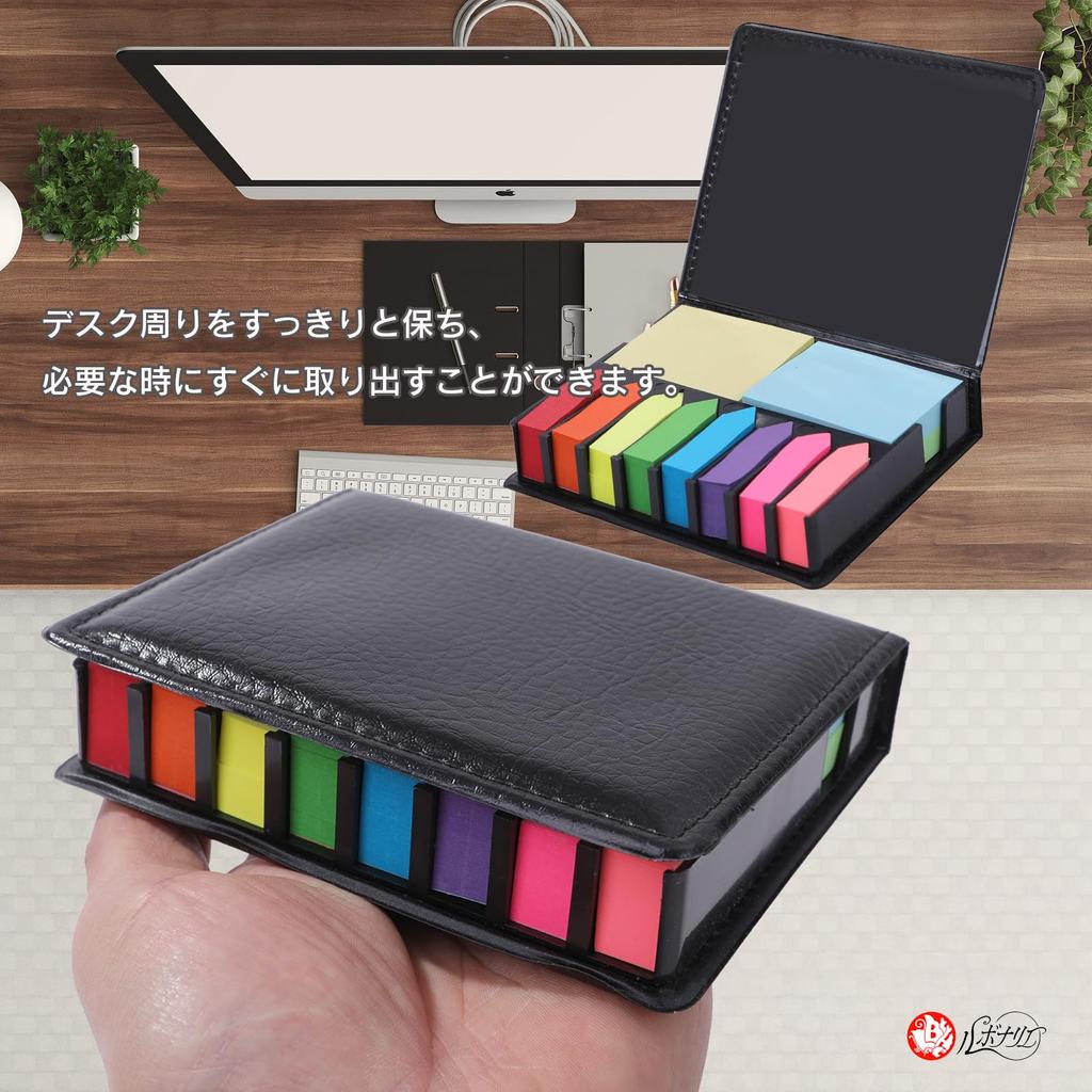 Lubonarie Sticky Large Capacity Set of 12 with Dedicated Office Supplies 12 Notes, Designs, Case, (Colorful Colors)