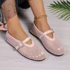 Crystal Buckle Fishnet Mary Jane Shoes Woman Breathable Hollow Out Ballet Flats Ladies Leopard Print Mesh Loafers