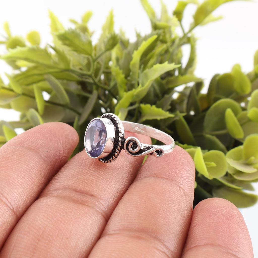 Iolite Jewelry, Handmade Gemstone Ring, 925 Solid Sterling Silver Ring Spiritual Jewelry, For Anniversary Gift