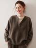 Autumn/Winter Women's Cashmere Knit Henley Shirt: Stylish, Versatile, Soft & Comfortable Fake Two-Piece Base Layer.