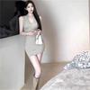 2026 pure desire wind v-neck knitted vest dress women's summer tight short skirt sexy waist hip skirt tide