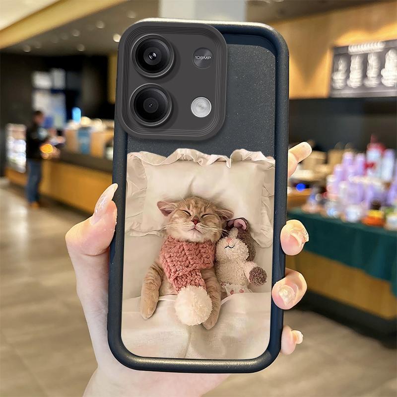 Funny Cute Cat Phone Case For Redmi Note 13 12 Pro Plus Note 13 12 11 10 9 Pro 14C 12C 10C 9C A3 A2 A1 Silicone Shockproof Cover