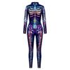 Horror Purple Skull Print Bodysuit Day Of The Dead Halloween Party Role Playing Set Adult Bodysuit Carnival Costume