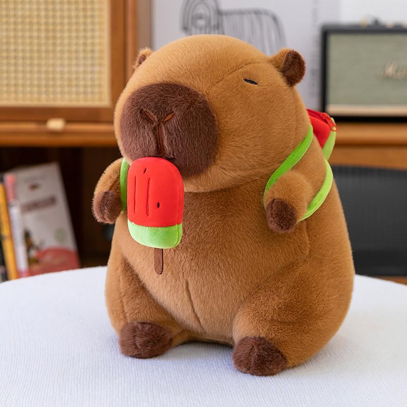 

Плюшевая игрушка капибара с арбузным мороженым и прозрачным рюкзаком, кукла животное 35CM