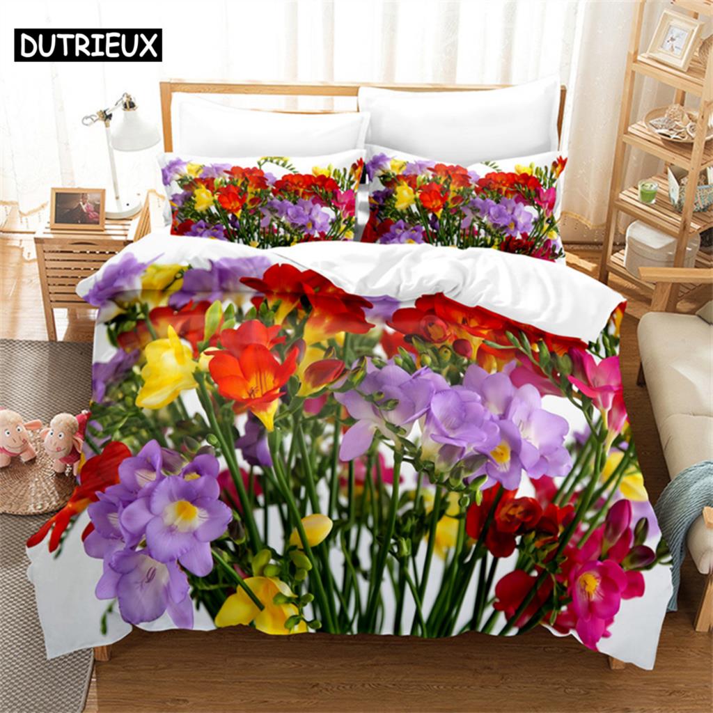 White Daisy Queen Bedding Set Duvet Cover Kids Bedroom Bed Set Comforter Cover Set King Size Duvet Cover Set Bedding Sets