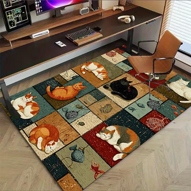 1PC cats quilt Extra Large Non-Slip Floor carpet, Office, family, bedroom, Studio Large Area Rug,Longlasting Material-J0399