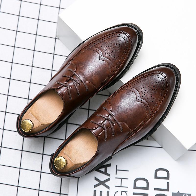 Summer Brock work men's shoes British Korean version trend increase men's business dress casual leather shoes wedding shoes