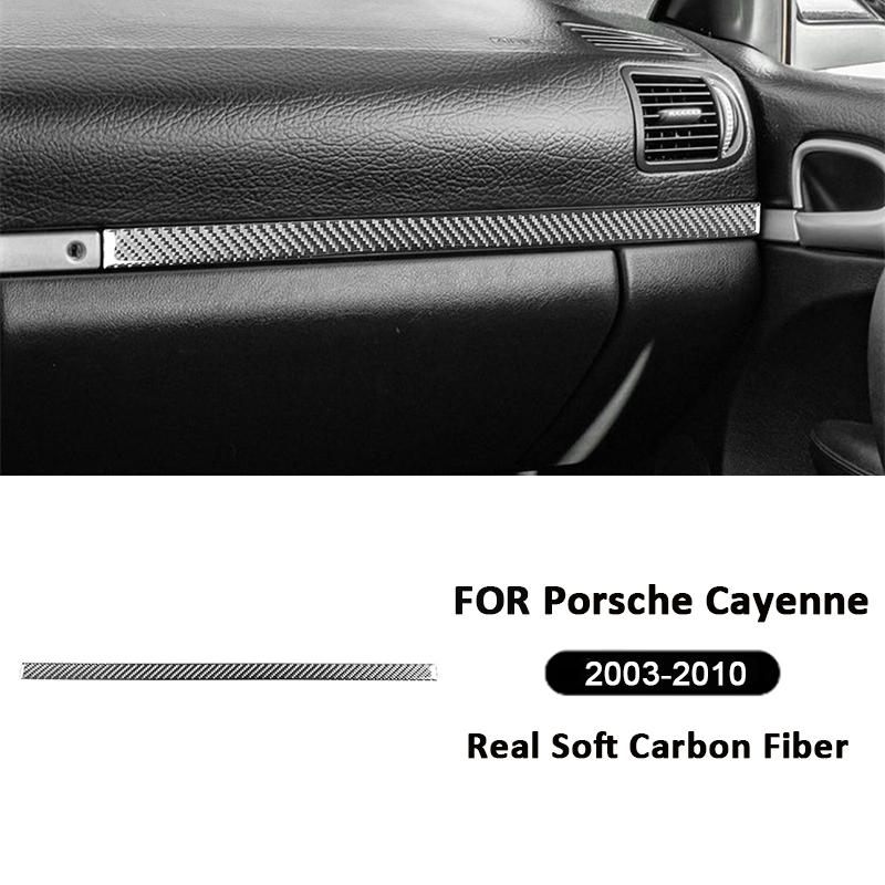 For Porsche Cayenne 2003-2010 Carbon Fiber Car Co-Pilot Central Console Trim Strip Cover Decoration Sticker Interior Accessories