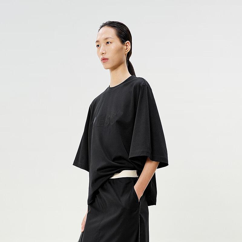LESS 2025 Spring Cotton Loose Fit Crew Neck T-Shirt