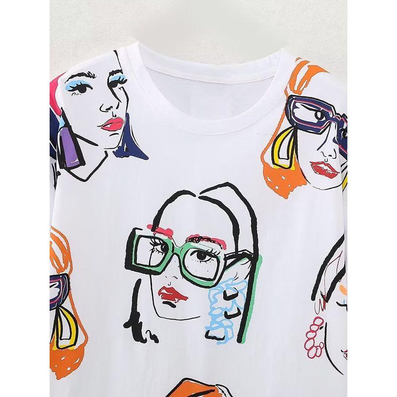 Fashion Style Summer New Arrival Fashion Trend Women's Velvet Girl Print T-shirt 1131346 250