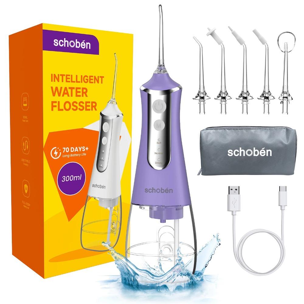 Zubní ústní irigátor Vodní nit Zubní párátko pro čištění zubů Nit Ústní mycí stroj 5 trysek 300 ml Floss Jet
