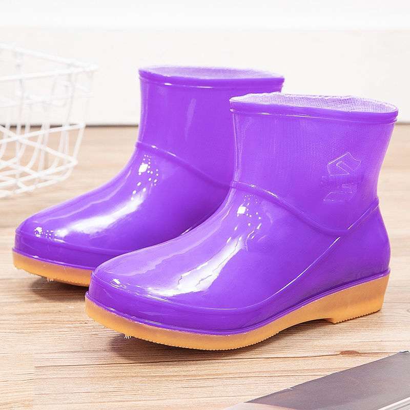 High rain boots rain shoes waterproof shoes glue shoe cover shoes women's fashion medium tube velvet cotton warm adult non-slip kitchen summer