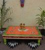 Handmade Wooden Chowki Table: Rajasthani Floral Design Home Decor