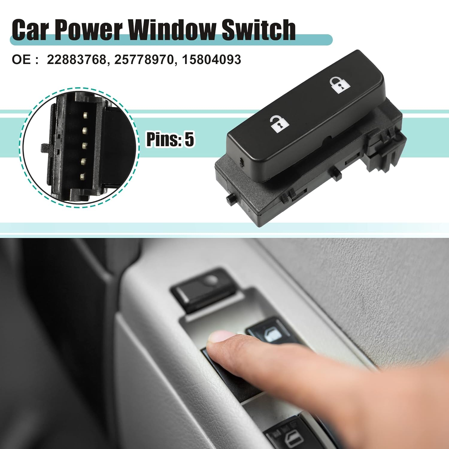 

ACROPIX Left Driver Side Power Mirror and Door Lock Switch Fit for GMC Sierra 1500 for Chevy Silverado 1500 2008-2013 22883768/15804093 - Pack of 2