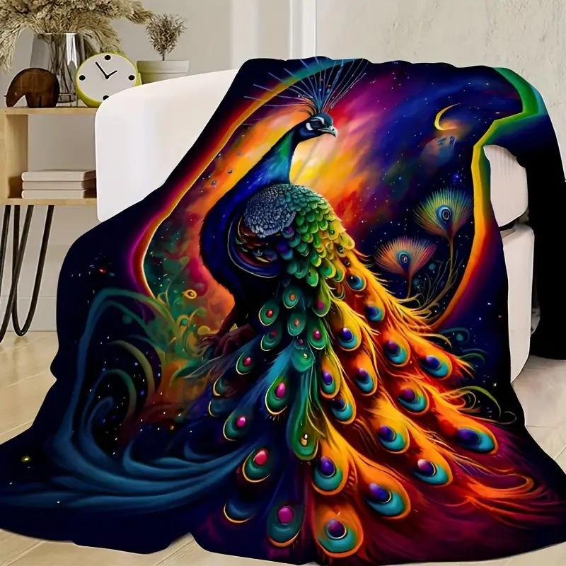 

Peacock Pattern Collection digital-printed polyester Bedroom velvet flannel cover blanket Fleece soft cover blankets for beds 75x90cm