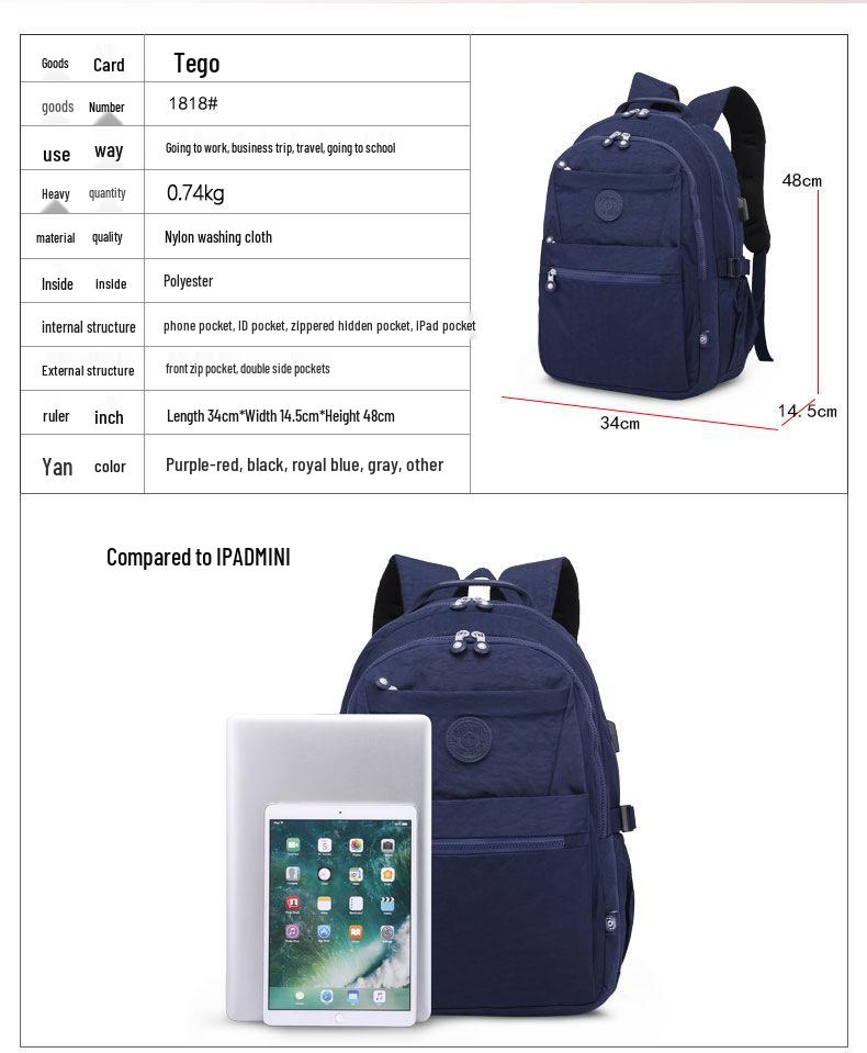 Unisex Minimalist Multi-pocket Padded Backpack for Laptop and Travel