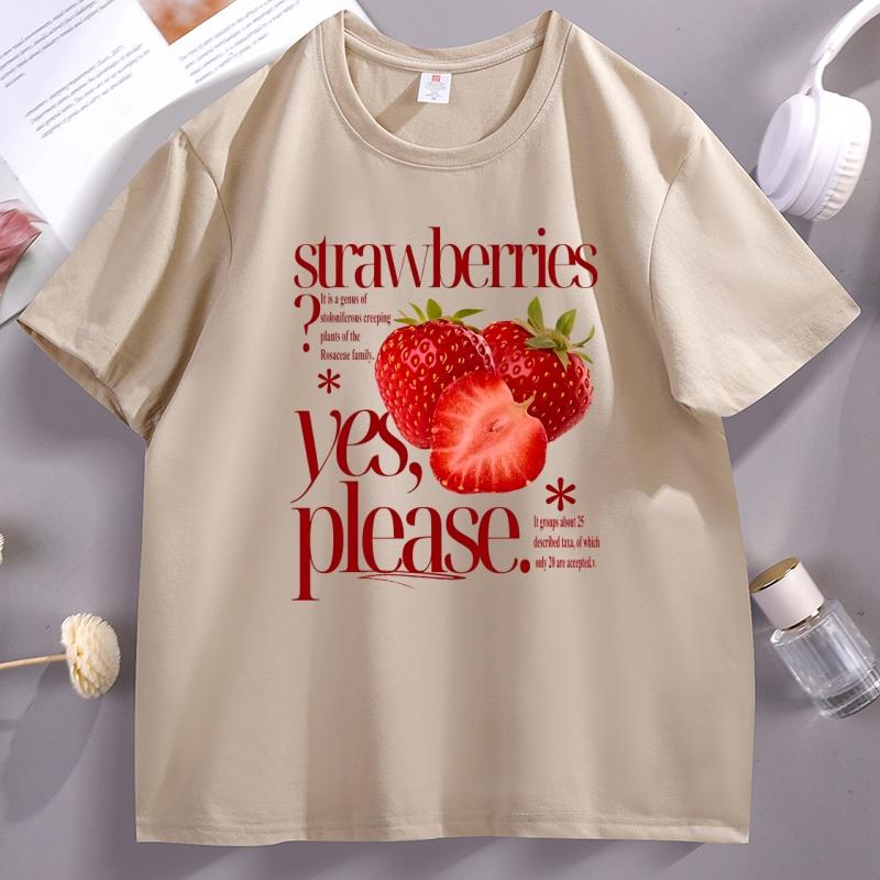 Strawberries Graphic T Shirts Unisex WoUnisex Funny Cotton Short Sleeve Tshirt Comfortable New Tee Summer Fashion Tshirt WoUnisexs Tops