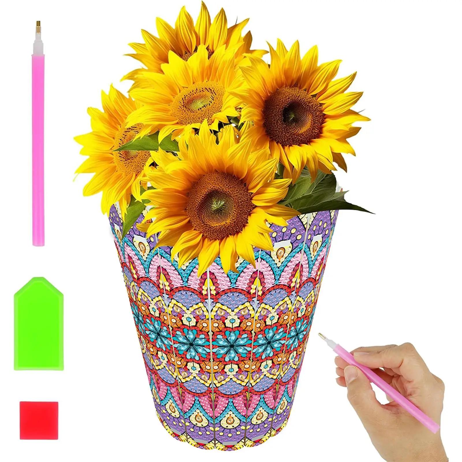 Diamond Painting Vase Aesthetic Diamond Painting Flower Vase Exquisite 5D DIY Diamond Art Tabletop Decors for Home Office Decor