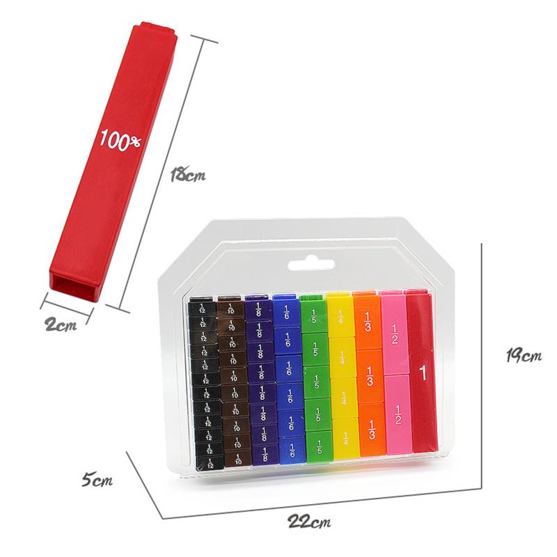 Montessori Math Toys for Children Fraction Stacking Tower Activity Set Math Accessories Counting Rainbow Blocks Teaching Aids 6+