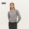 Semir Women's Faux Two-Piece Embroidered Knit Cardigan