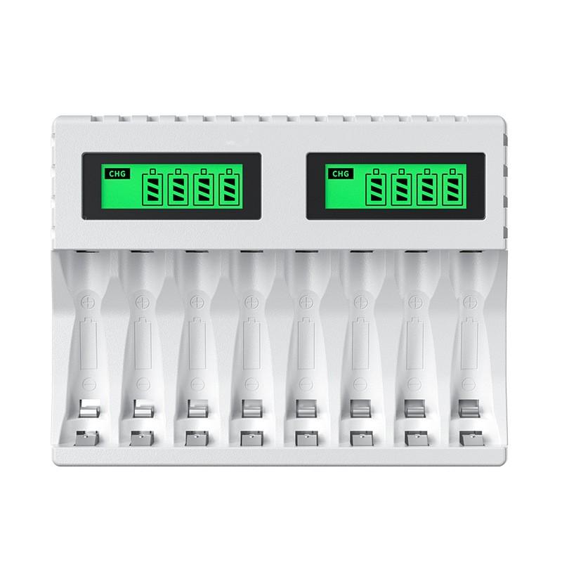 LCD Display with 8 Slot Smart Battery Charger for AA/AAA NiCd NiMh Rechargeable Batteries AA AAA Charger белый