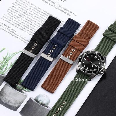 Geripptes Nylon Uhrenarmband für Militär Canvas Stoff Sportarmband 18mm 20mm 22mm Ersatz Uhrenarmband Herren Damen Armband