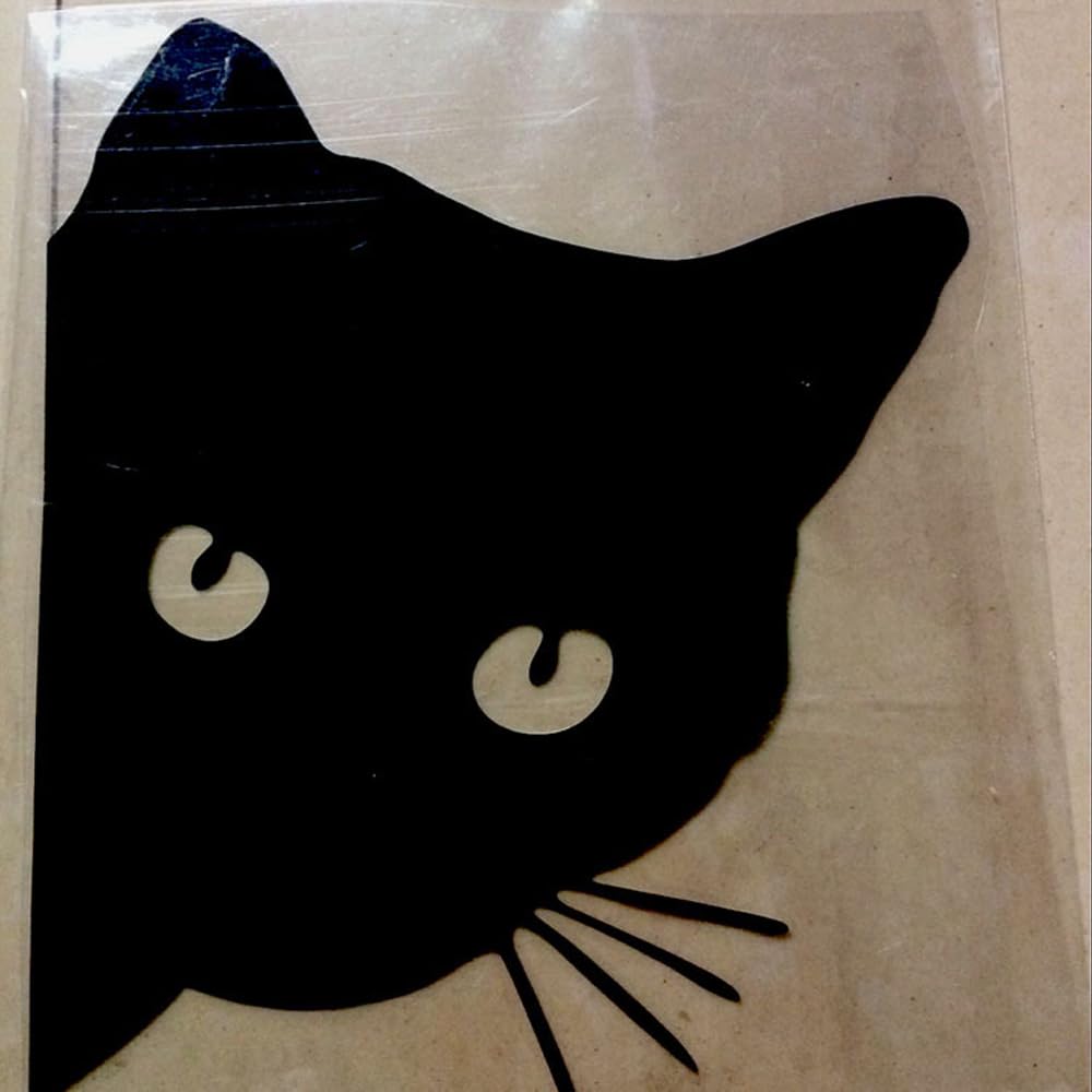 [JASDESIGN] Cat Sticker Cat Sticker Cat Black Cat Car Motorcycle Decal Gaze Peek Black JM-134B (Black, 1)
