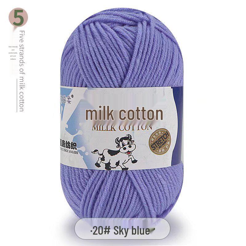 Five-Strand Milk Cotton Yarn for Crochet: Medium-Thick, Hand-Knitted DIY Kit for Dolls, Shoes, Scarves.