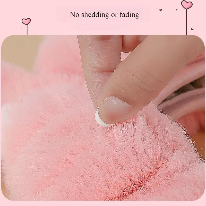 Two-color Rabbit Elastic Car Steering Wheel Cover for Women's Winter Mini Cute Plush Non-slip Advanced Steering Wheel Cover