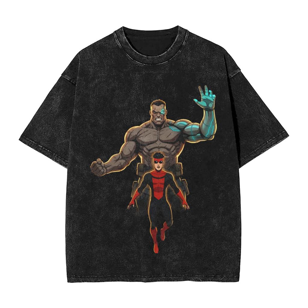 Lonely Viltrumite Invincibles Washed T Shirt Man Y2k Basic Cotton T Shirts Summer Crew Neck Leisure Tees Print Big Size Clothes