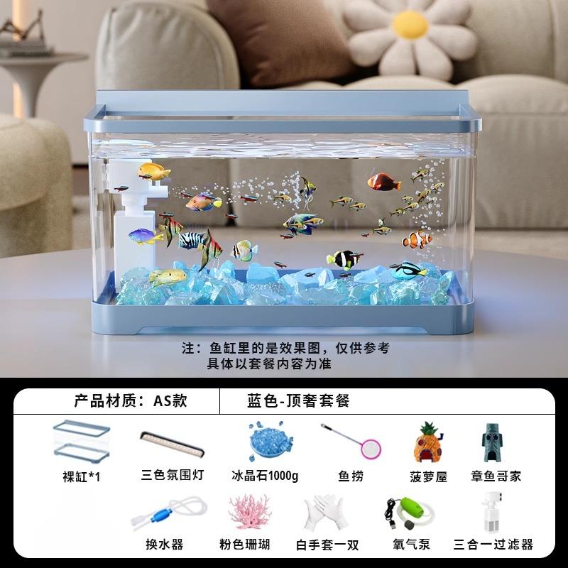 2026 Desktop-Aquarium mit Licht Kleiner Fischbehälter für Wohnzimmer Ökologische Landschaft Goldfischglas All-in-One Kompaktes Aquarium Dekor