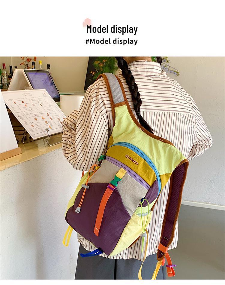 Dopamine Colorblock Lightweight Waterproof Backpack for School, Hiking & Outdoor Adventures