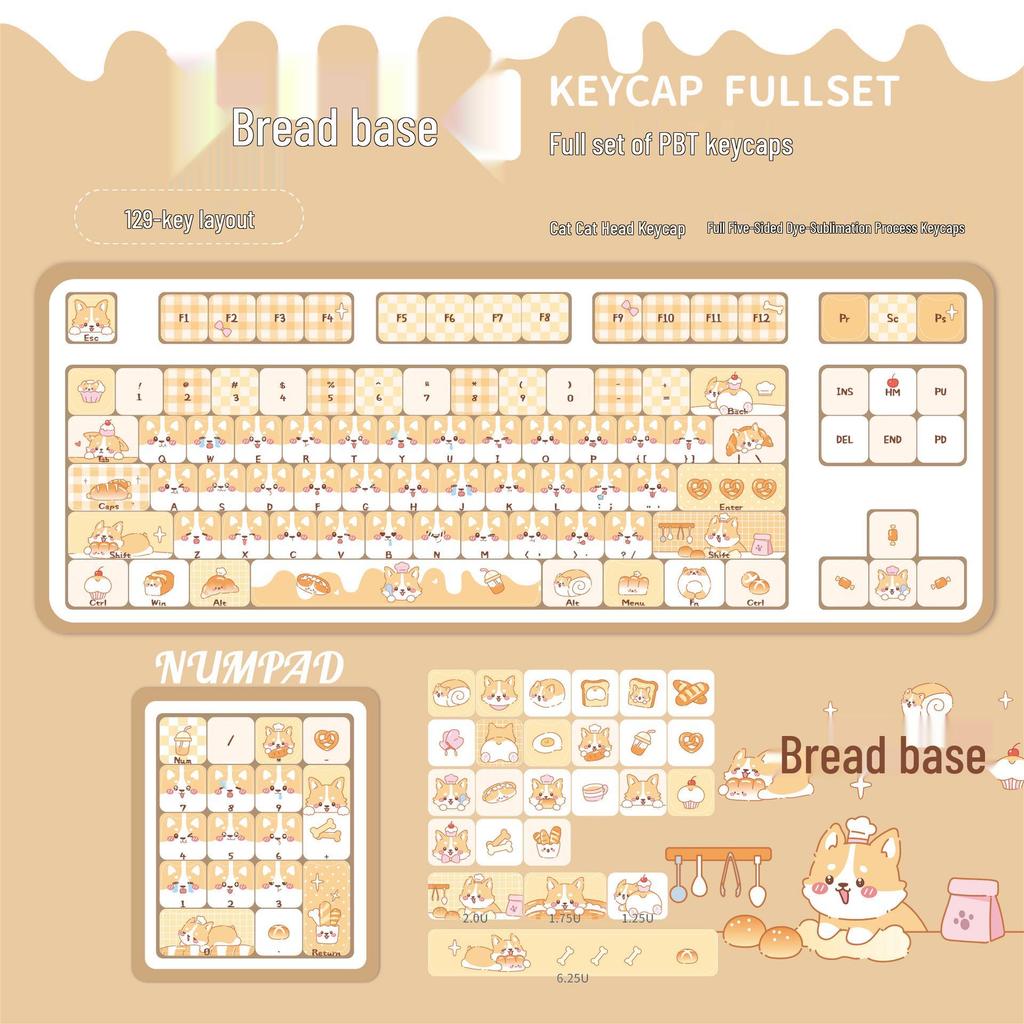 Cute Cat Head Keycap | MOA Five-Sided Dye-Sub PBT | Fits 60-108 Key Mechanical Keyboards