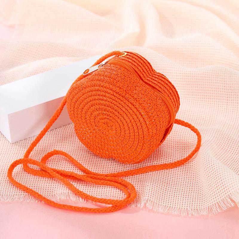 Handmade Kids Girls Shoulder Bag Flower Straw Baby Bags Messenger Bag Children Keys Coin Purse Cute Princess Mini Handbag