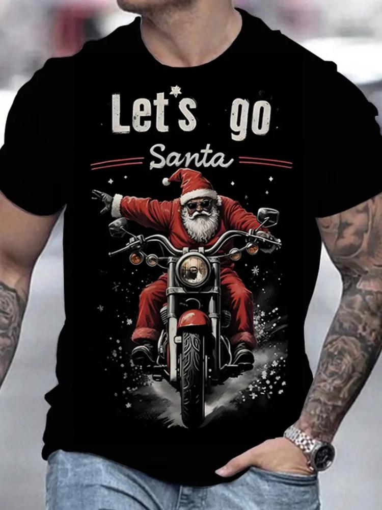 Men's Clothing Christmas Funny Shirt Short Sleeve Tee Shirt Men Tops Round Neck Santa Claus Tshirt Harajuku Loose Men T-Shirt