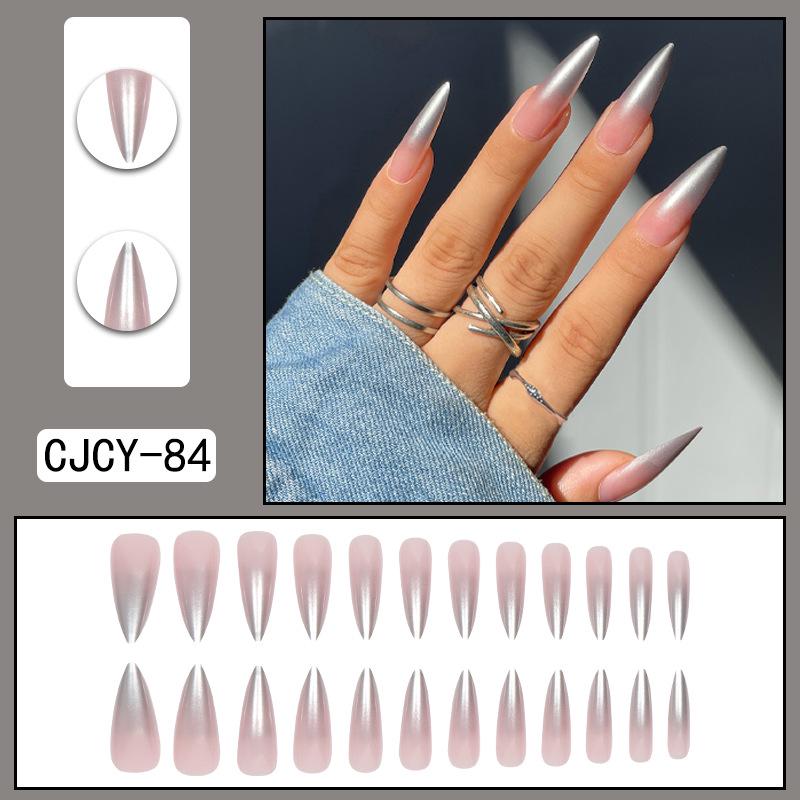 O2 Long Wearable Removable Nail Patches: Pointed Press-On False Nails for Nail Art