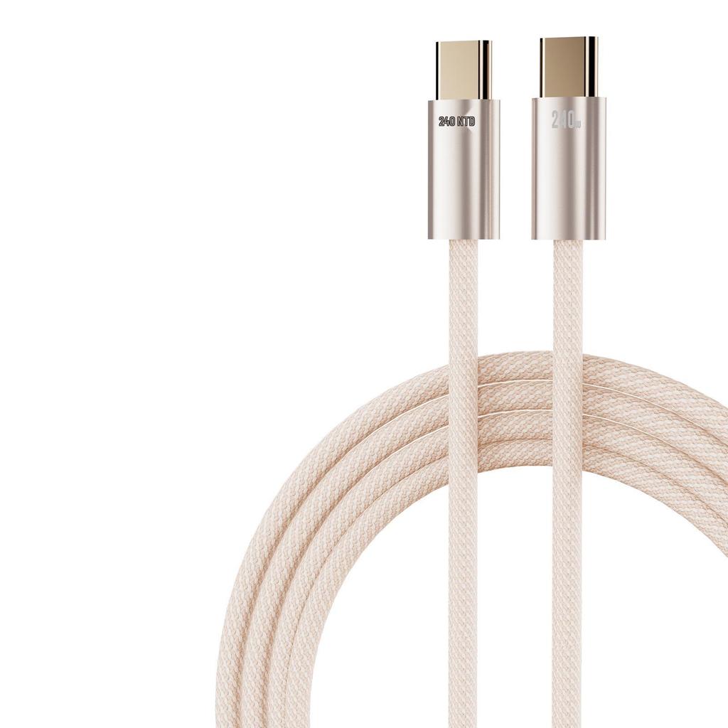 240W opletený datový kabel typu C, duální, se pozlacenými konektory, kompatibilní s Apple 8-17 a Android.