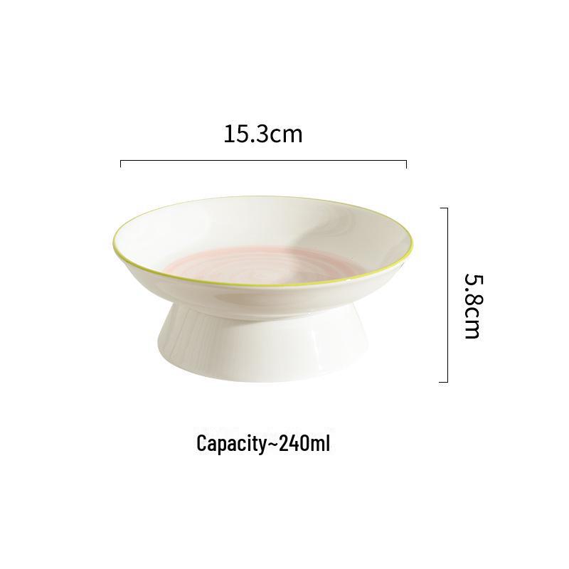 Ceramic Cat and Dog Food Bowl: Anti-Knockover, Large Diameter, Water/Rice/Pet Bowl, Oblique Design