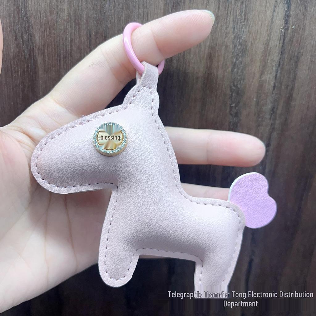 Trendy Brand Year of the Horse Genuine Leather Keychain Pendant - High-End Little Horse Charm for Bags & Clothing Accessories