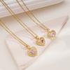 Romantic Pink Zircon Love Heart Pendant Necklace for Women Girls Stainless Steel Chain Luxury Sweet Collar Jewelry Gifts