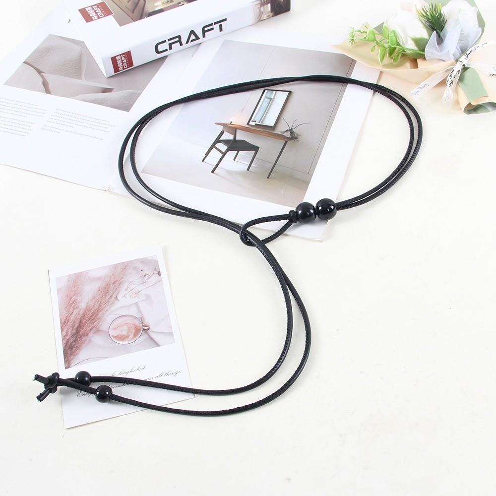 Элегантный регулируемый тонкий пояс для женщин Декоративный для платья, свитера, пальто чёрный