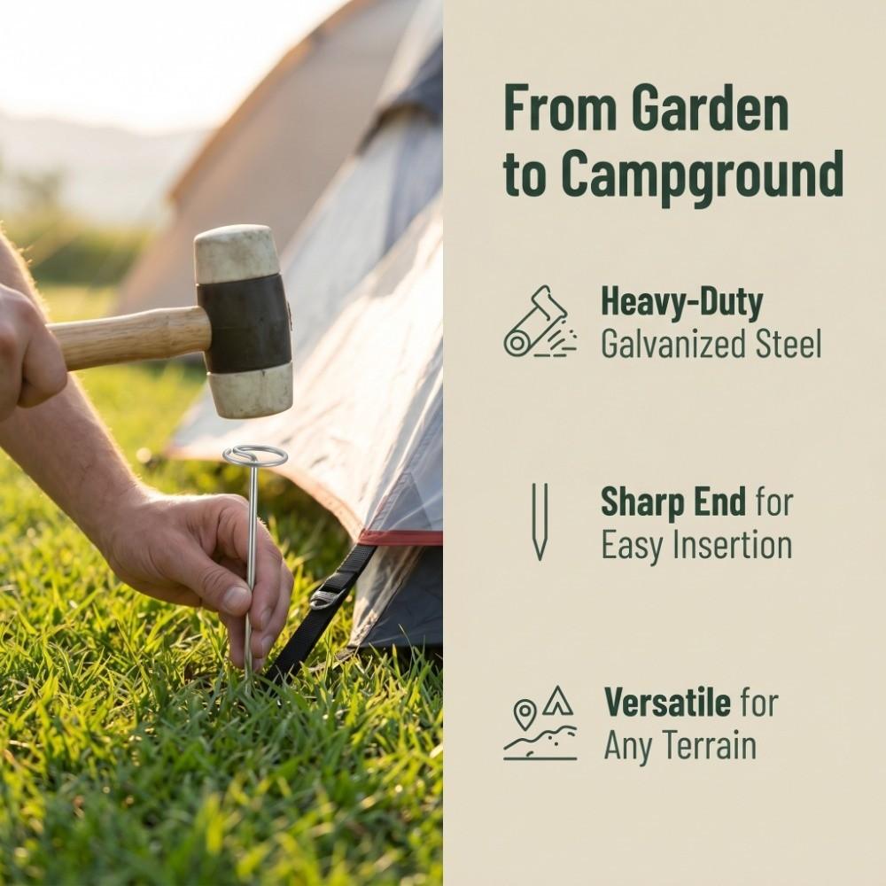 50Pcs Garden Tools G-Type Ground Stakes Heavy Duty Reusable Weed Barrier Fabric Stakes Portable Fixing Ground Pegs Outdoor